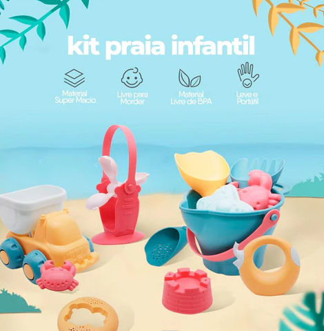 Kit Praia Infantil - Brinquedo com Regador Baldinho de Areia