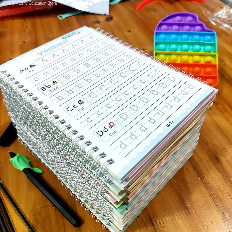 Kit com 8 Cadernos de Caligrafia Mágicos - Reutilizável
