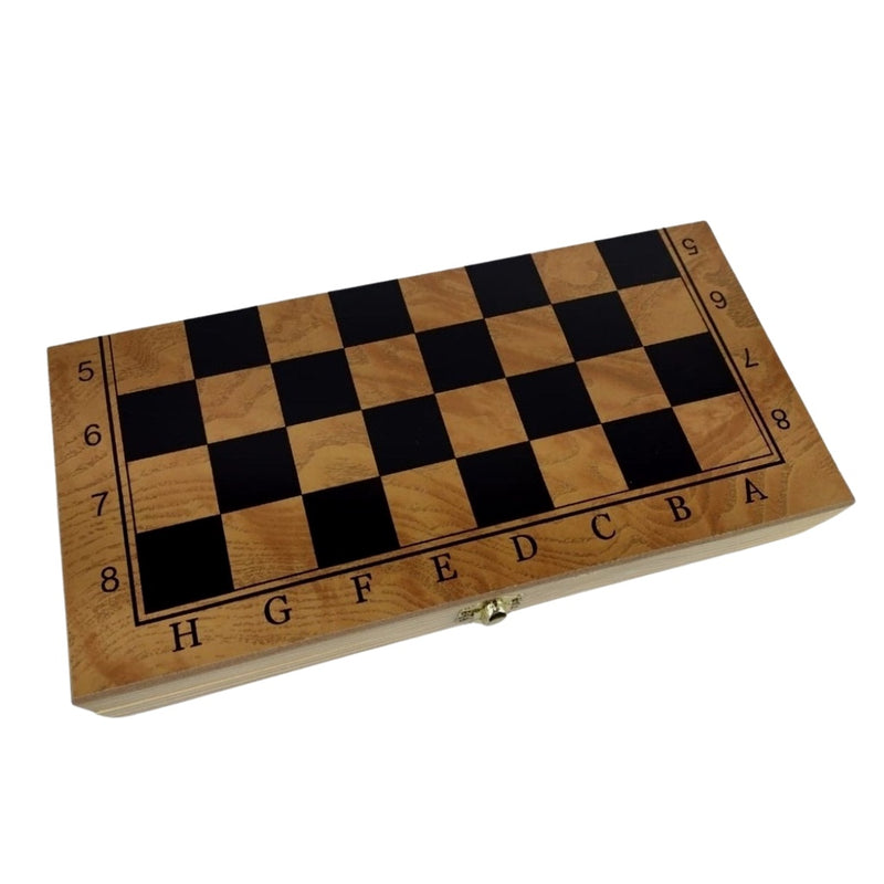 Conjunto de xadrez de madeira maciça premium – tabuleiro dobrável