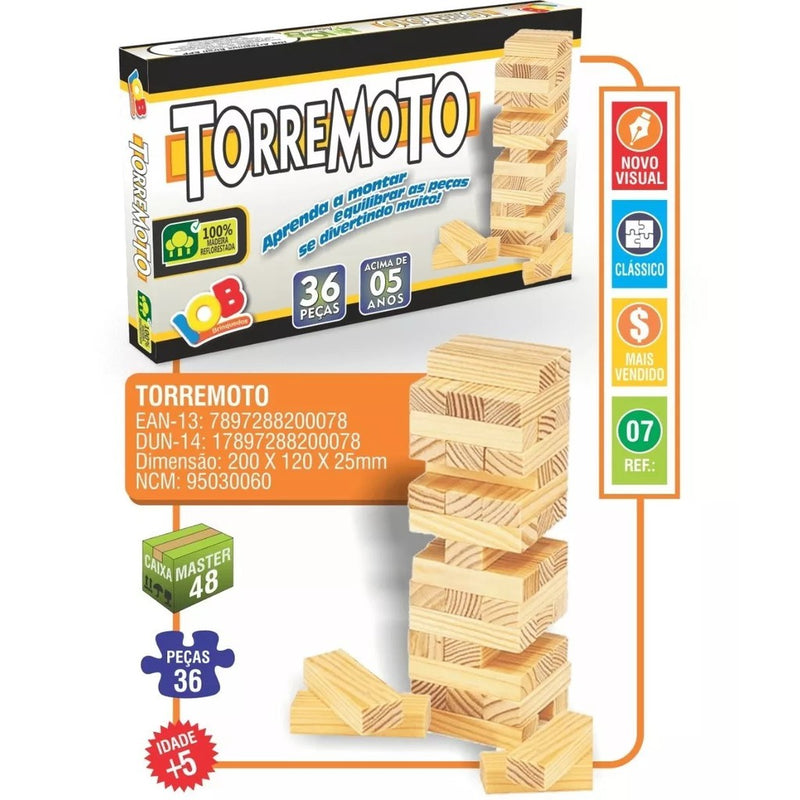 Jogo Torre Terremoto - Equilíbrio Brinquedo Madeira Educativo
